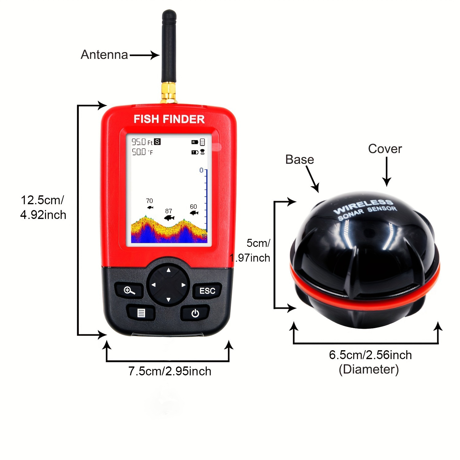 Portable Fish Finder, With Wir - Fishing Boat Depth Finder 评论和价格