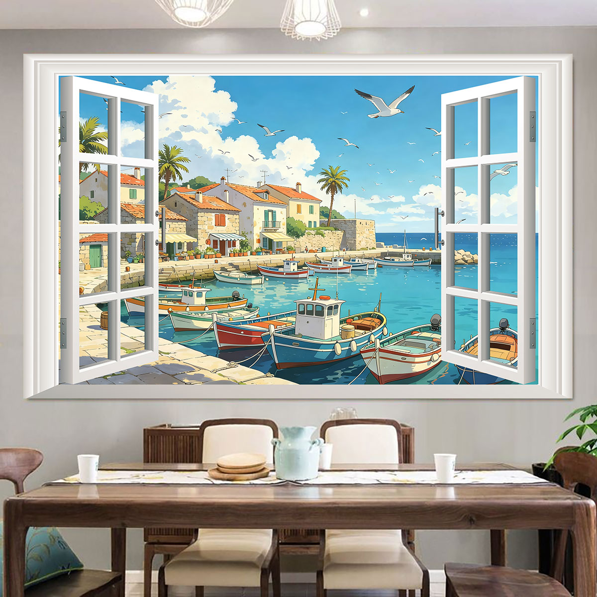 PVC self-adhesive window stick - Fishing Boat Cover 评论和价格